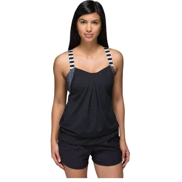 Lululemon Athletica Black Tank with Striped Straps - Picture 6 of 6